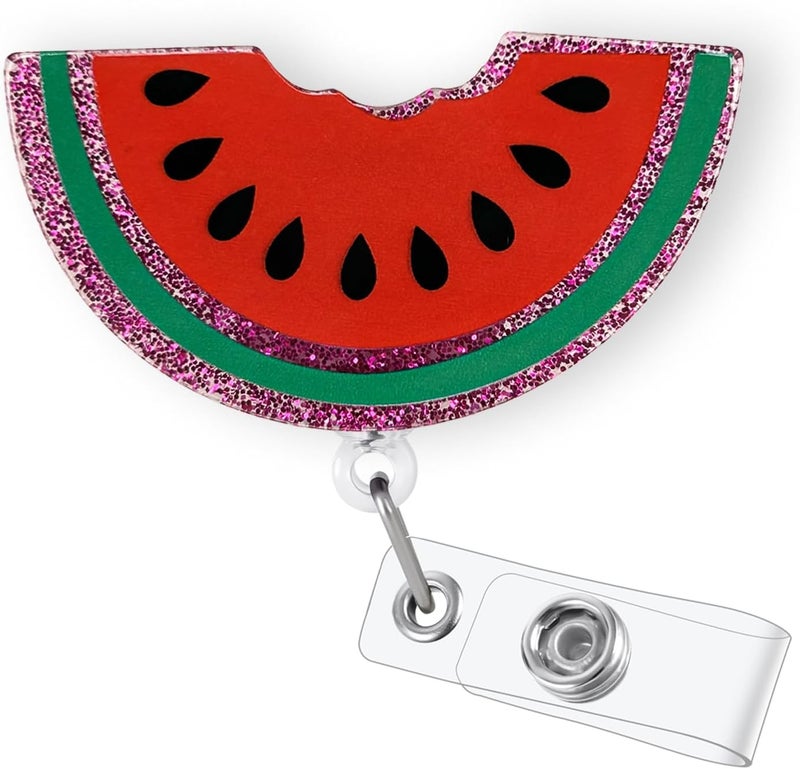 Bydevia Funny Watermelon Badge Reel Retractable for Nurse Nursing Student RN CNA Medical Worker & Teacher, Cute Nurse Badge Accessories, Summer Fruit Badge Holder with Alligator Clip & 24” Durable Nylon Cord - Image 1